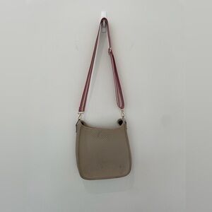 Elegant Taupe and Burgundy Crossbody Bag